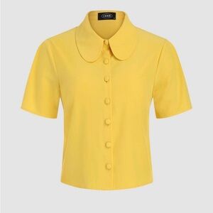 Cute Yellow Button-up Blouse